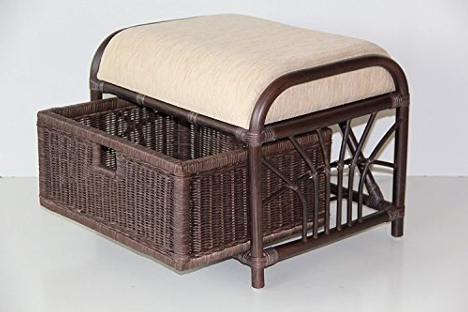 IRA Handmade Rattan Wicker Ottoman Footstool - IRA Furniture