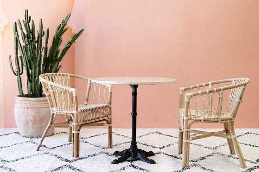 Natural Rattan Armchair Set Side View - IRA Furniture India