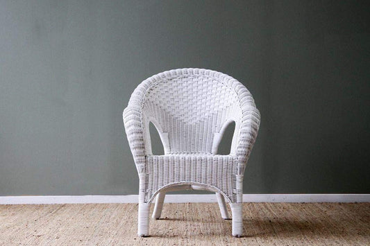 White Armchair Balcony Side View - IRA Furniture India