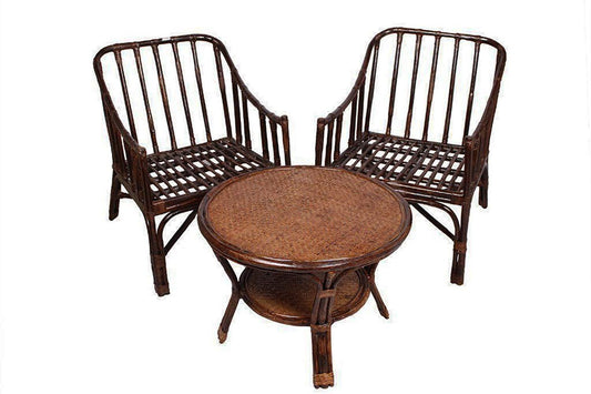 Rattan Arm Chair Table Side View - IRA Furniture India