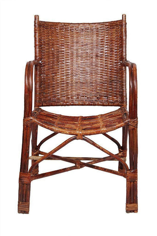 Wicker Arm Chair Handmade Side View - IRA Furniture India