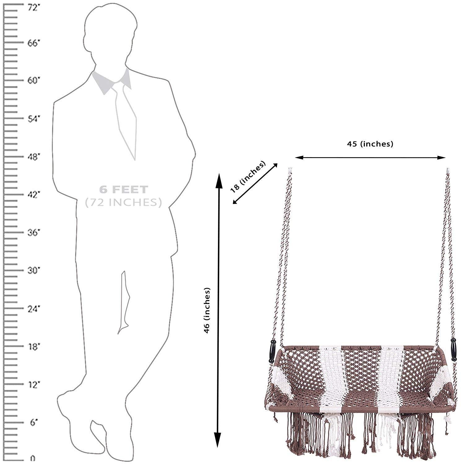 IRA Silk Rope Handweaved 2 Seater Swing (Grey) - IRA Furniture