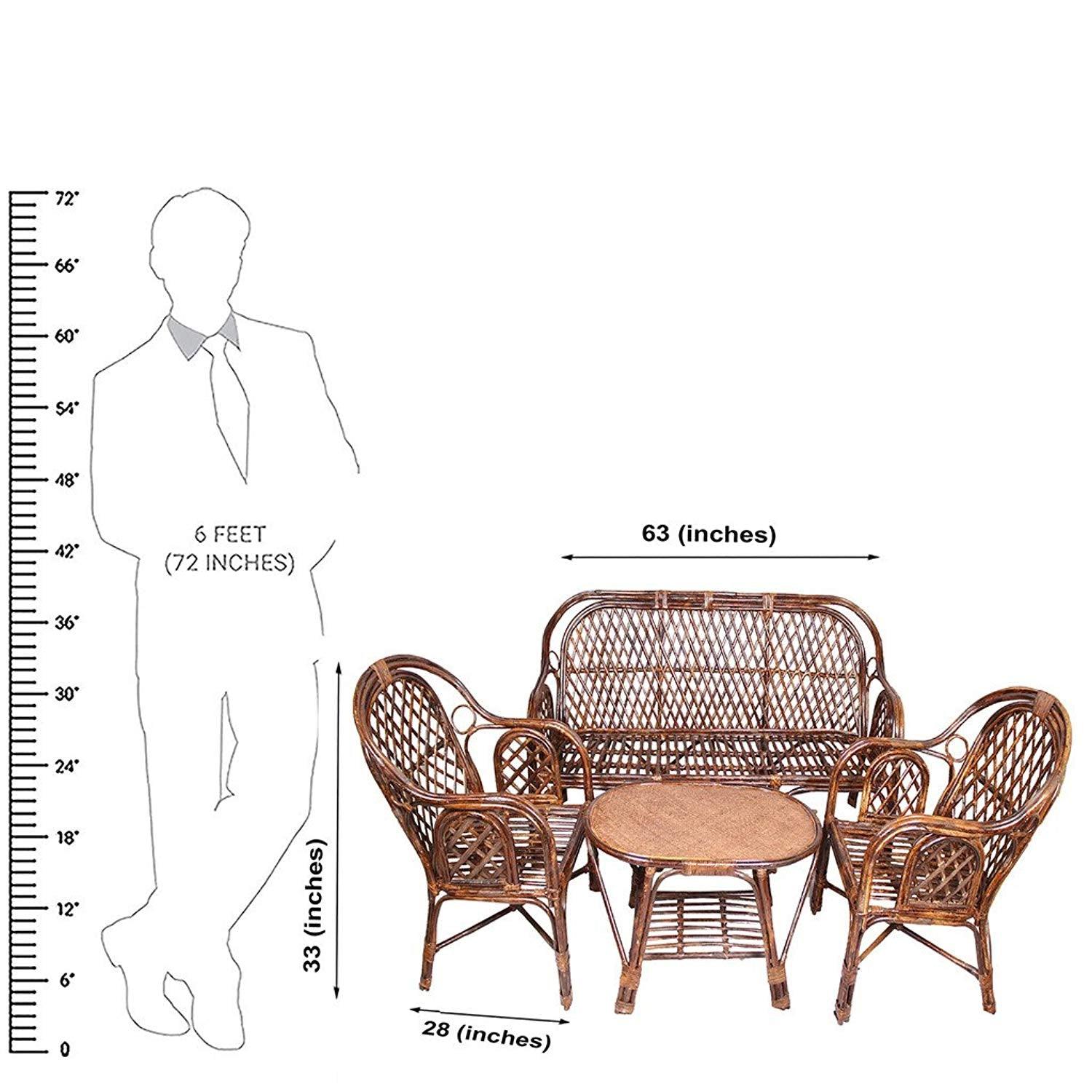 IRA Living Room 5 Seater Rattan Modern Cage Style Sofa Set with Table and Cushion - IRA Furniture