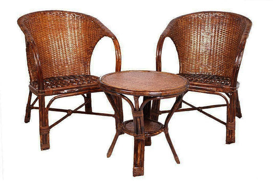 Wicker Arm Chair Table Side View - IRA Furniture India