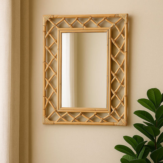 Decorative Wall Mirror Online – Natural Rattan Frame for Living Room, Bedroom, Office