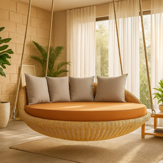 Buy IRA Indoor & Outdoor Garden Jhula Swing Chair – Rattan Maldivian-Style Swing for Living Room, Patio, and Garden