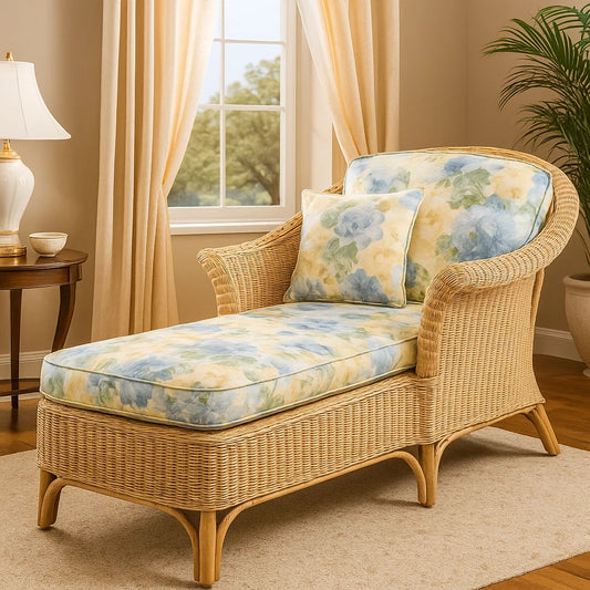 IRA World Retro Wooden Dewan with Cushion | Vintage Rattan Daybed for Living Room & Lounge Seating