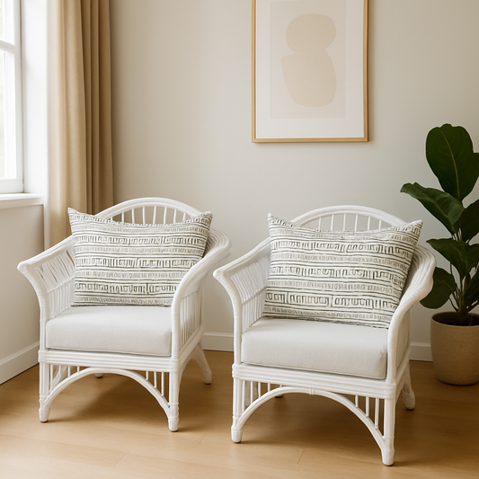 IRA White Living Room Chair – Set of 2 with Cushions, Ideal for Living Room, Office, Balcony, and Outdoor Spaces
