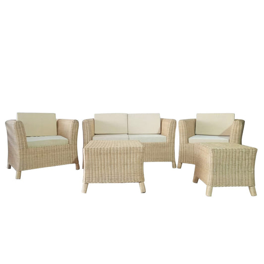 IRA- Wicker Rattan 5 Seater Sofa Set, (2+1+1) One seater Table +Said Table Cushion including