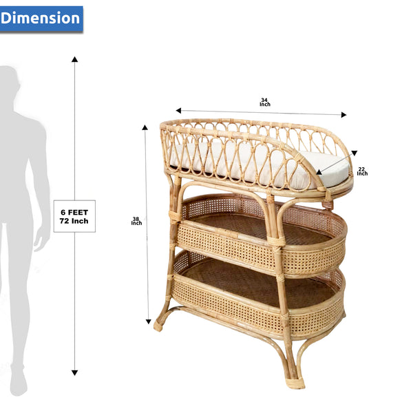 IRA New Born Baby Wicker Bassinet with cushion and Tray to keep accessories.