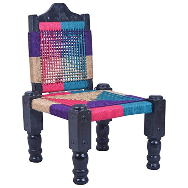 IRA High Wooden Back Foldable Chair & Khatli/Bajot Set Of 2 Chairs (Muti-Color) - IRA Furniture