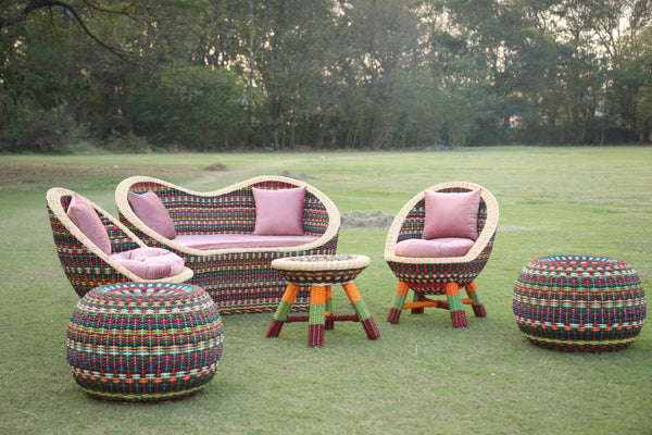 Rainbow Dreams Boho Sofa Set: Colorful and Comfy Living Room Furniture