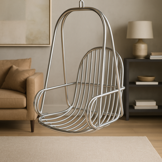 IRA Single-Seater Steel Swing with Washable Cushion – Folding Jhula for Balcony, Garden, Living Room, or Outdoor Use