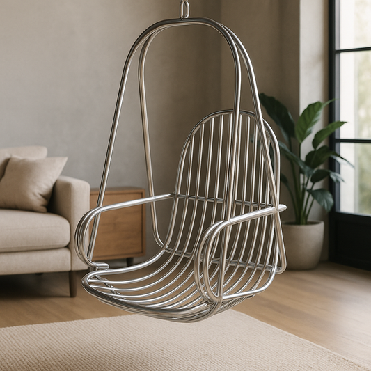 IRA Single-Seater Steel Swing with Washable Cushion – Folding Jhula for Balcony, Garden, Living Room, or Outdoor Use