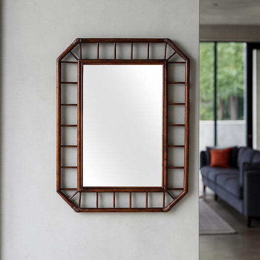 IRA Dark Brown Powder Room Mirror Online – Premium Decorative Wall Mirror for Living Room, Bedroom, & Office