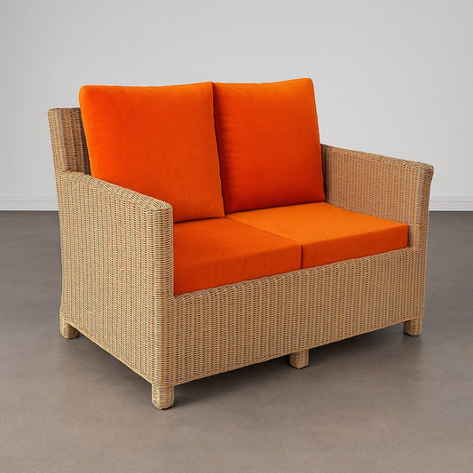 IRA 2 Seater Sofa Set for Balcony & Outdoor Seating - Handwoven Rattan Sofa with Cushions for Living Room, Garden, and Patio