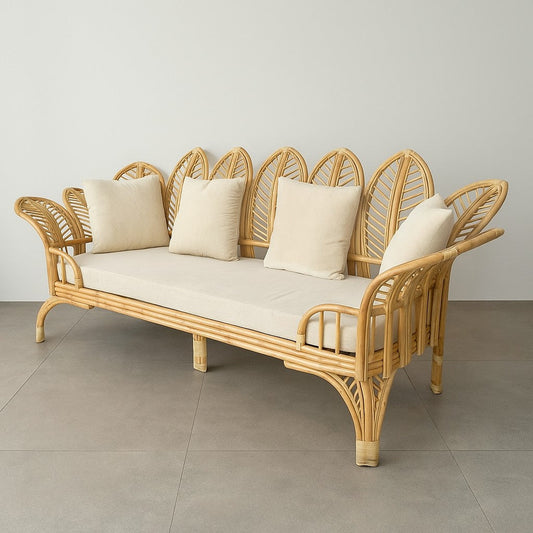 IRA 3 Seater Wedding Cane Sofa Set - Elegant Rattan Furniture, Handwoven Cane Sofa for Living Room and Outdoor Use
