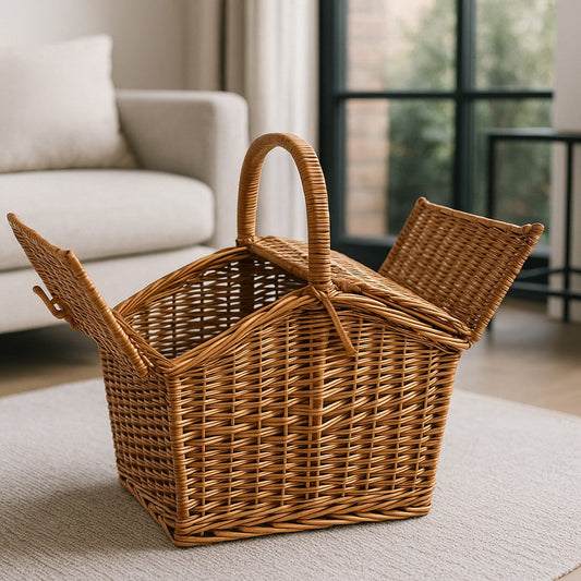 IRA Bamboo Picnic Laundry Basket - Handcrafted, Eco-Friendly Storage, Contemporary Design