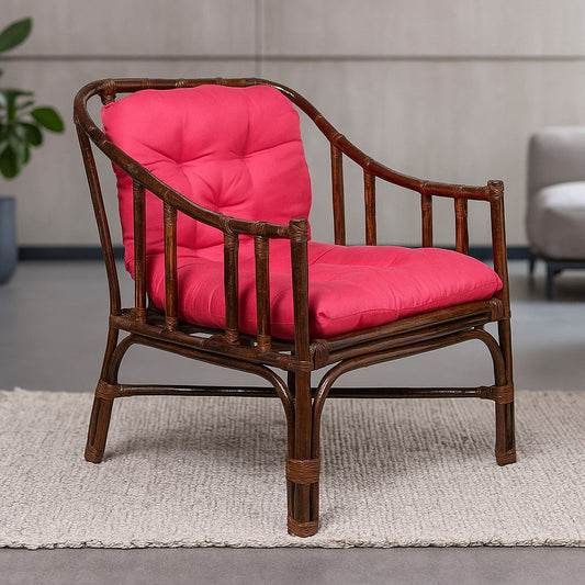 Ira Brown Chair Made of Cane Wood with Cushion