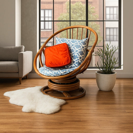 IRA Cane Low Sitting Chair with Cushion for Adults