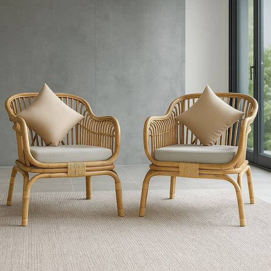 IRA- Cane Nordal lounge chair 2 pc  natural rattan Chair
