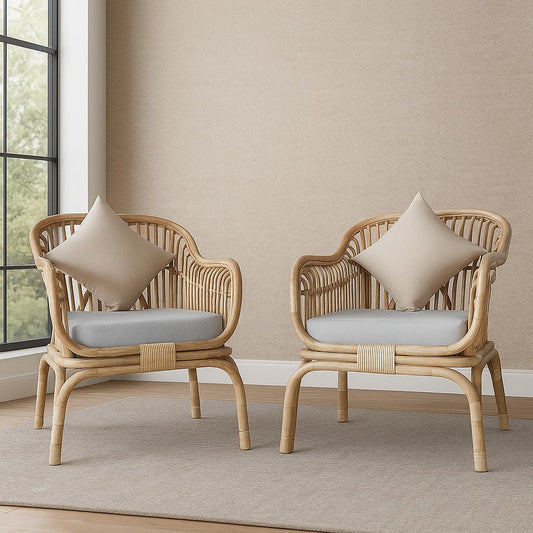 IRA- Cane Nordal lounge chair 2 pc  natural rattan Chair