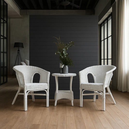 IRA Cape White Wicker 3 Pc Set
