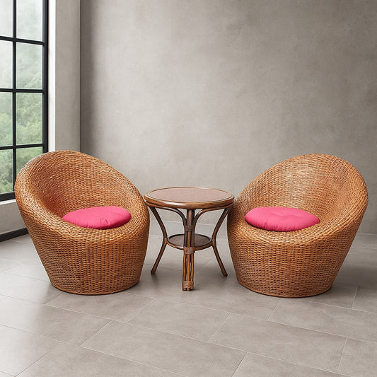 IRA Circular Styled Armchair with Table & Cushion – Apple Chair for Living Room & Outdoor Seating