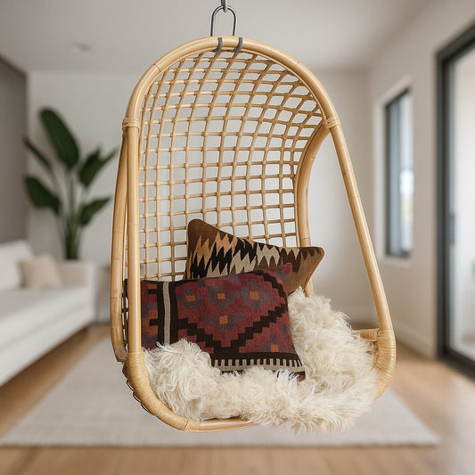 IRA Dario Rattan Wicker Hanging Chair (Beige)