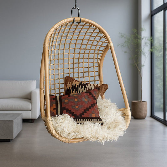 IRA Dario Rattan Wicker Hanging Chair (Beige)