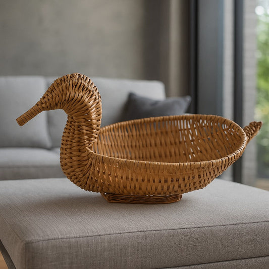 IRA Duck Cane Basket (39 cm x 19 cm x 21 cm, Brown)