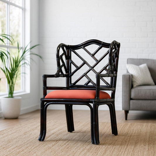 IRA Feature Vintage Chair for Dining – Dark Brown Wash Cane Chair for Aesthetic Look