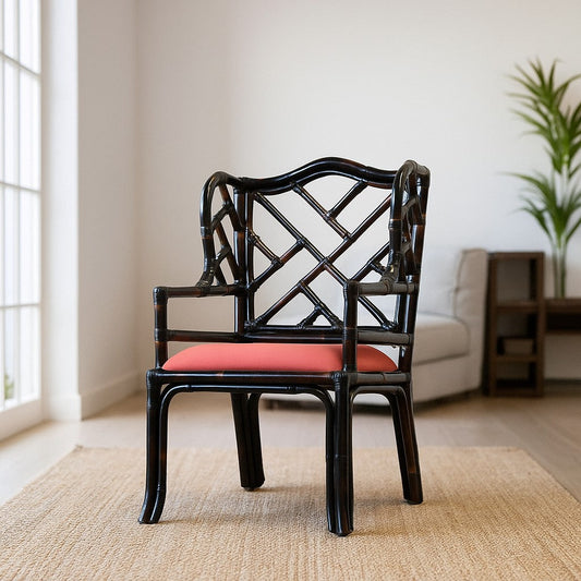 IRA Feature Vintage Chair for Dining – Dark Brown Wash Cane Chair for Aesthetic Look