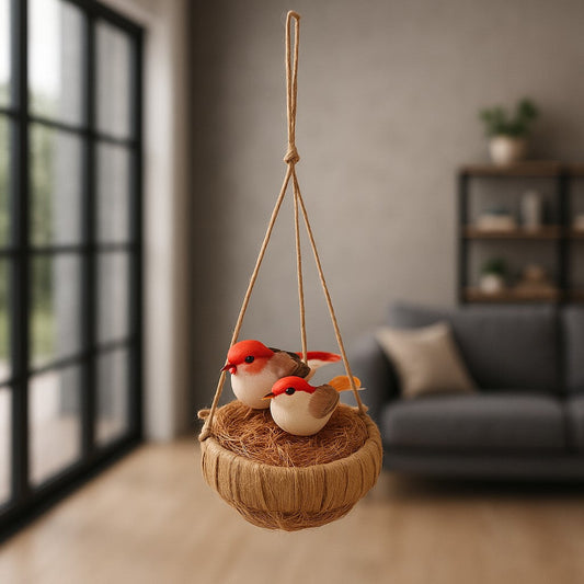 IRA Hanging Cane Decorative Jute Nest Showpiece