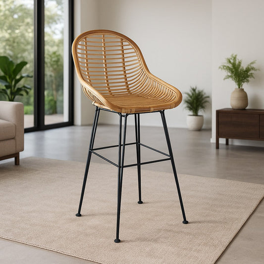 IRA- Minimal Style, Solid Bar Stool,Rattan Chair Counter Hight Chair