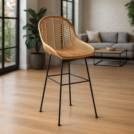 IRA- Minimal Style, Solid Bar Stool,Rattan Chair Counter Hight Chair