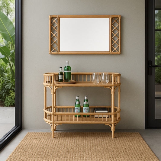 IRA Natural Frame Bathroom Vanity Living Room Mirror