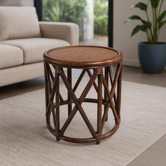 IRA Rattan and Wicker Round pouffe/Stool (Mudah)