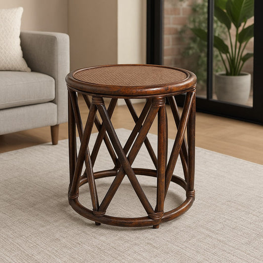 IRA Rattan and Wicker Round pouffe/Stool (Mudah)