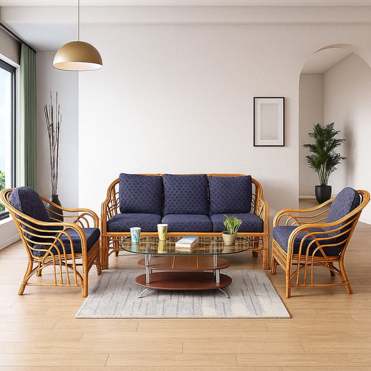 IRA Rattan Wicker 5 Seater Sofa Set (Natural Colour)