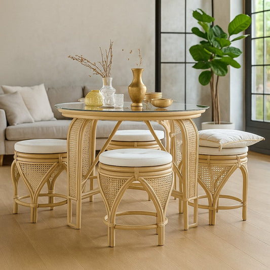 IRA Round Dining Table Set with Stools –  Stools, Compact Design, Perfect for Small Spaces, Modern Dining Furniture