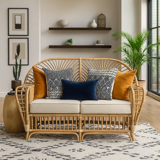 IRA Royal Palm Armchair & 2 Seater Chair Combo- Natural