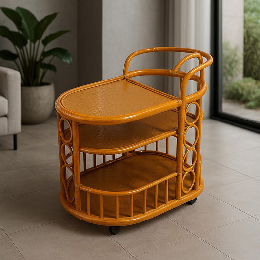 IRA Serving Cart with Wheels Light Brown