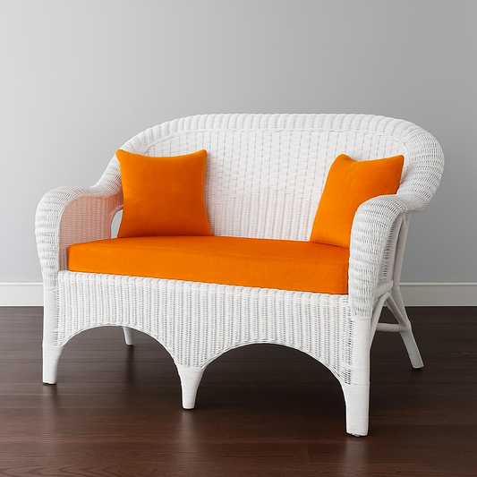 IRA 2 Seater White Sofa Set for Garden, Patio, Balcony – Handwoven Rattan Sofa with Cushions Included for Living Room and Outdoor Seating