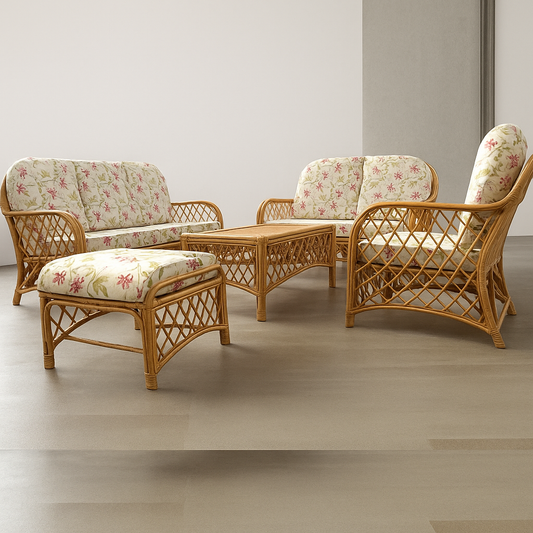 IRA Almada Rattan and Wicker 6-Seater Sofa Set - Brown | Durable, Stylish, and Comfortable Sofa Set for Living Room, Garden, and Outdoor Spaces