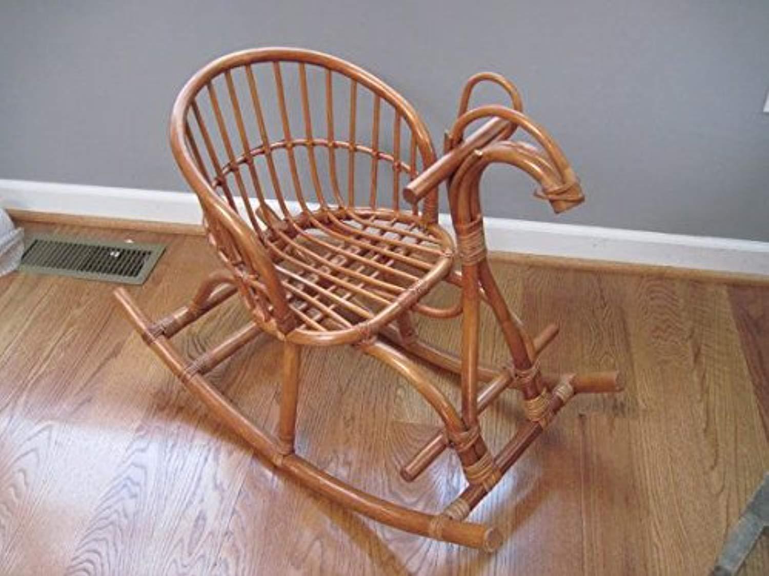 IRA Rattan Horse Rocking Chair for Kids Durable and Comfortable