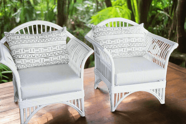 IRA White Living Room Chair – Set of 2 with Cushions, Ideal for Living Room, Office, Balcony, and Outdoor Spaces