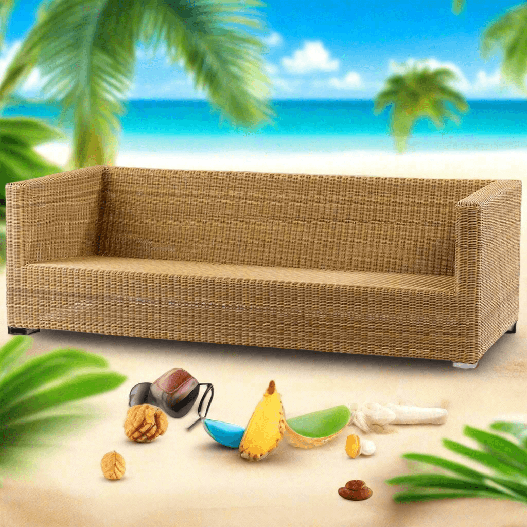 Elevate Your Living Room or Garden with Our Stylish Cane Boho Sofa Set Sustainable and Long lasting