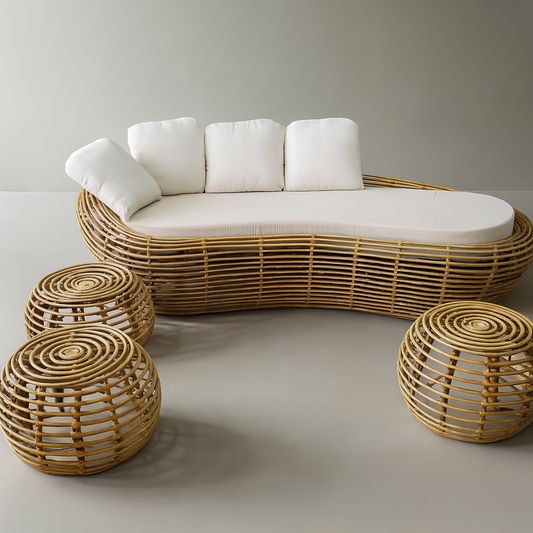3-Seater Sofa with Cushions and Side Tables | Comfortable Living Room Sofa Set | Modern Sofa with Cushions for Home and Office | Stylish Sofa with Side Tables