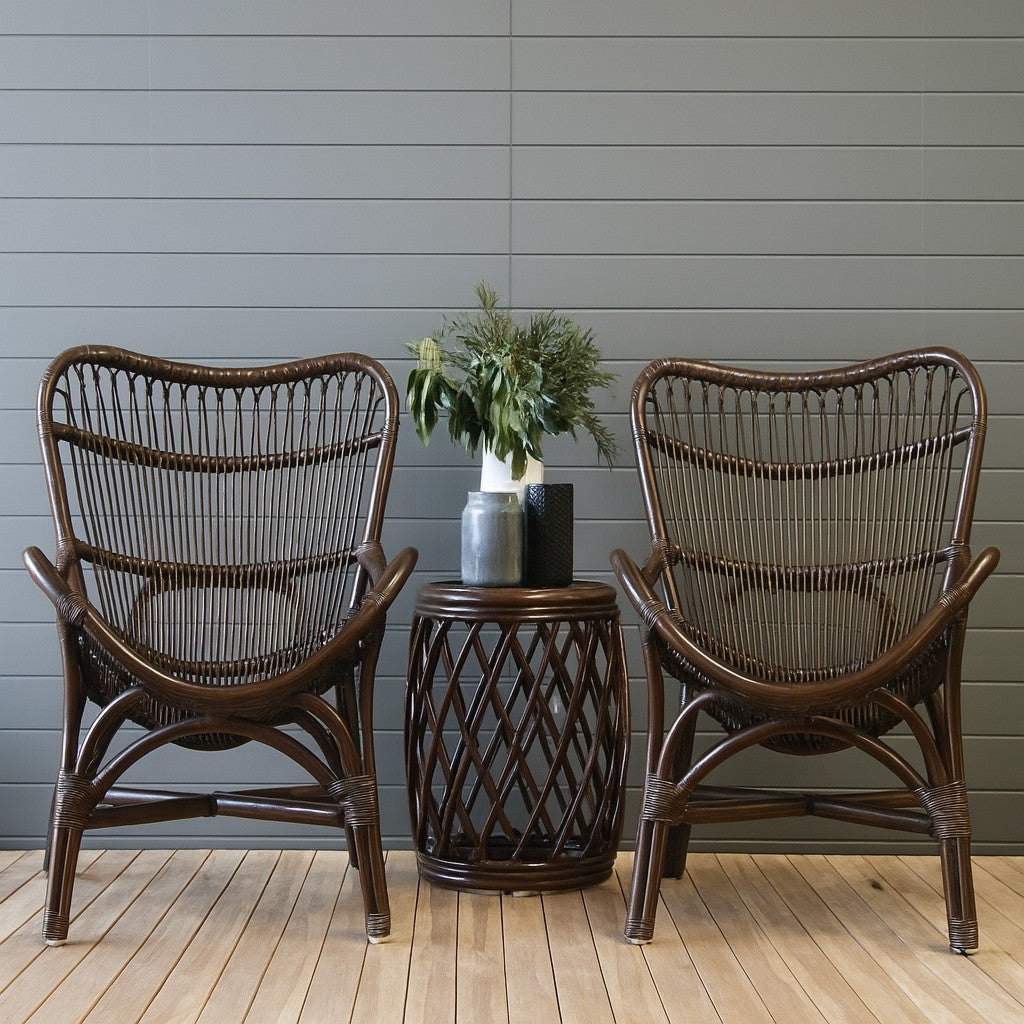 Burnt Sienna Cane Armchair – Stylish Rattan Balcony Chairs for